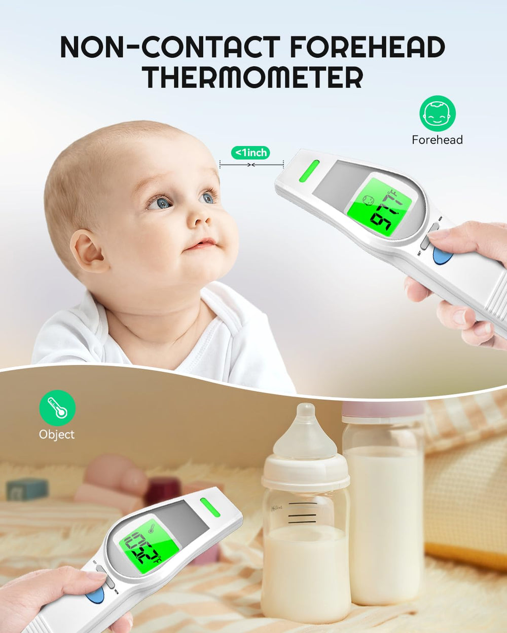MugaTree forehead measurement mode provides fast temperature readings