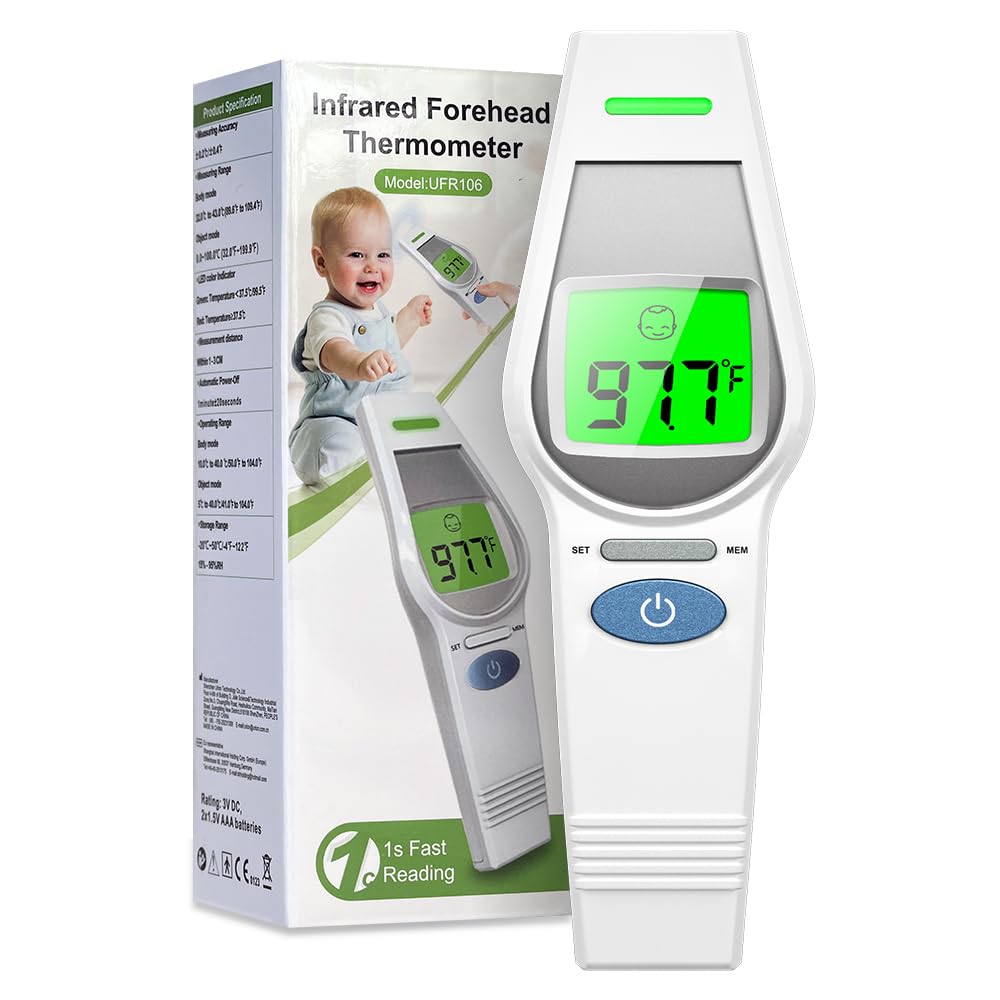 MugaTree no-touch thermometer front view with clear display for quick checks