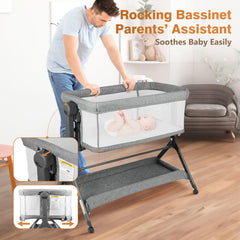 MUHDUH bedside sleeper with side access keeps baby close at night
