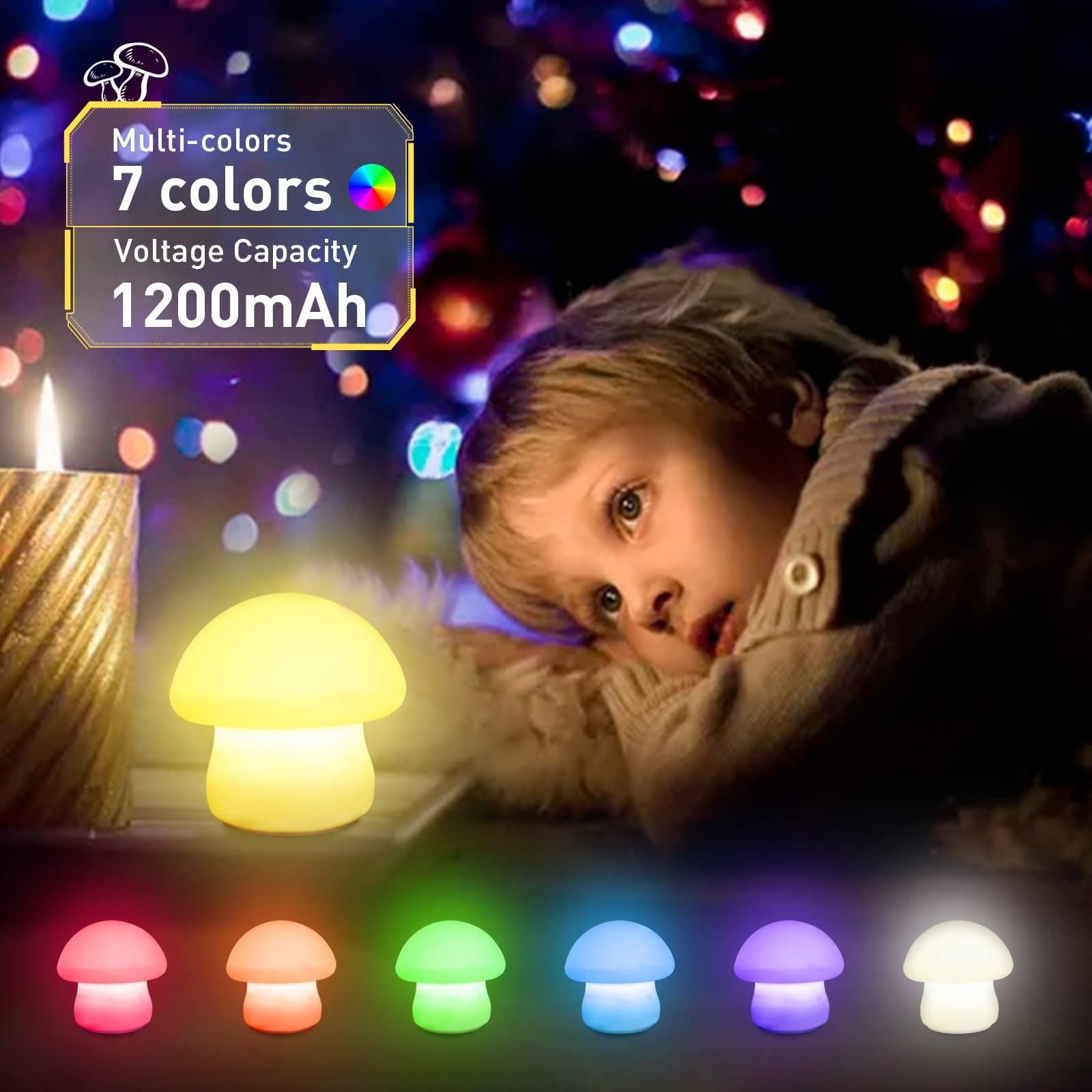 MUID Mushroom Lamp touch control enables quick tap activation in dark rooms.