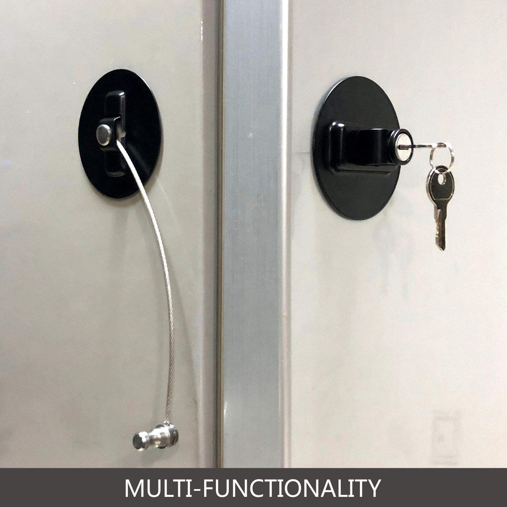 MUIN lock close-up shows metal plates and cable for durability
