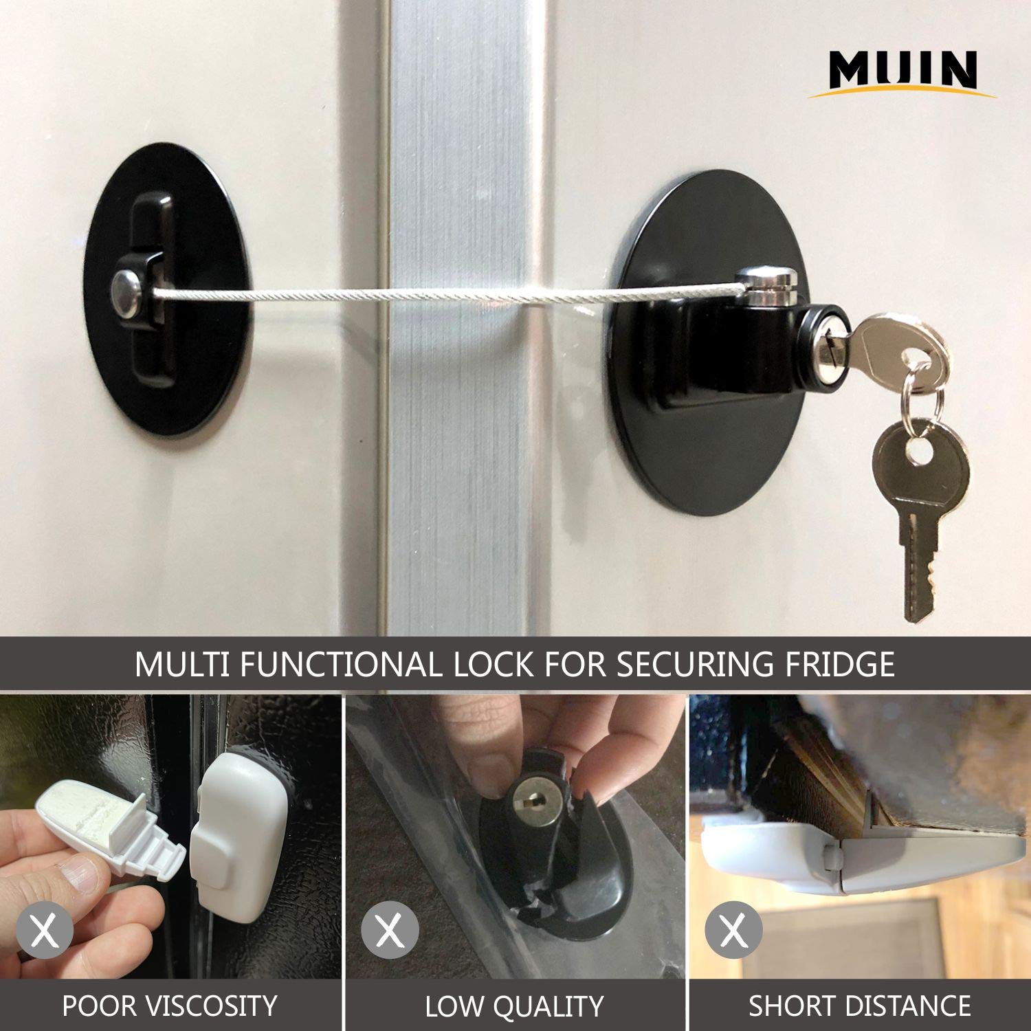 MUIN fridge lock one-handed operation enables quick securement