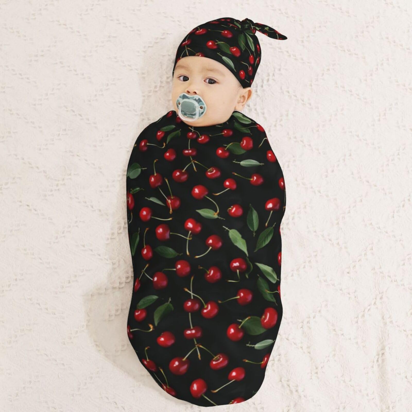 Muishi 20.8 by 11.4 inch swaddle blanket plus matching hat.