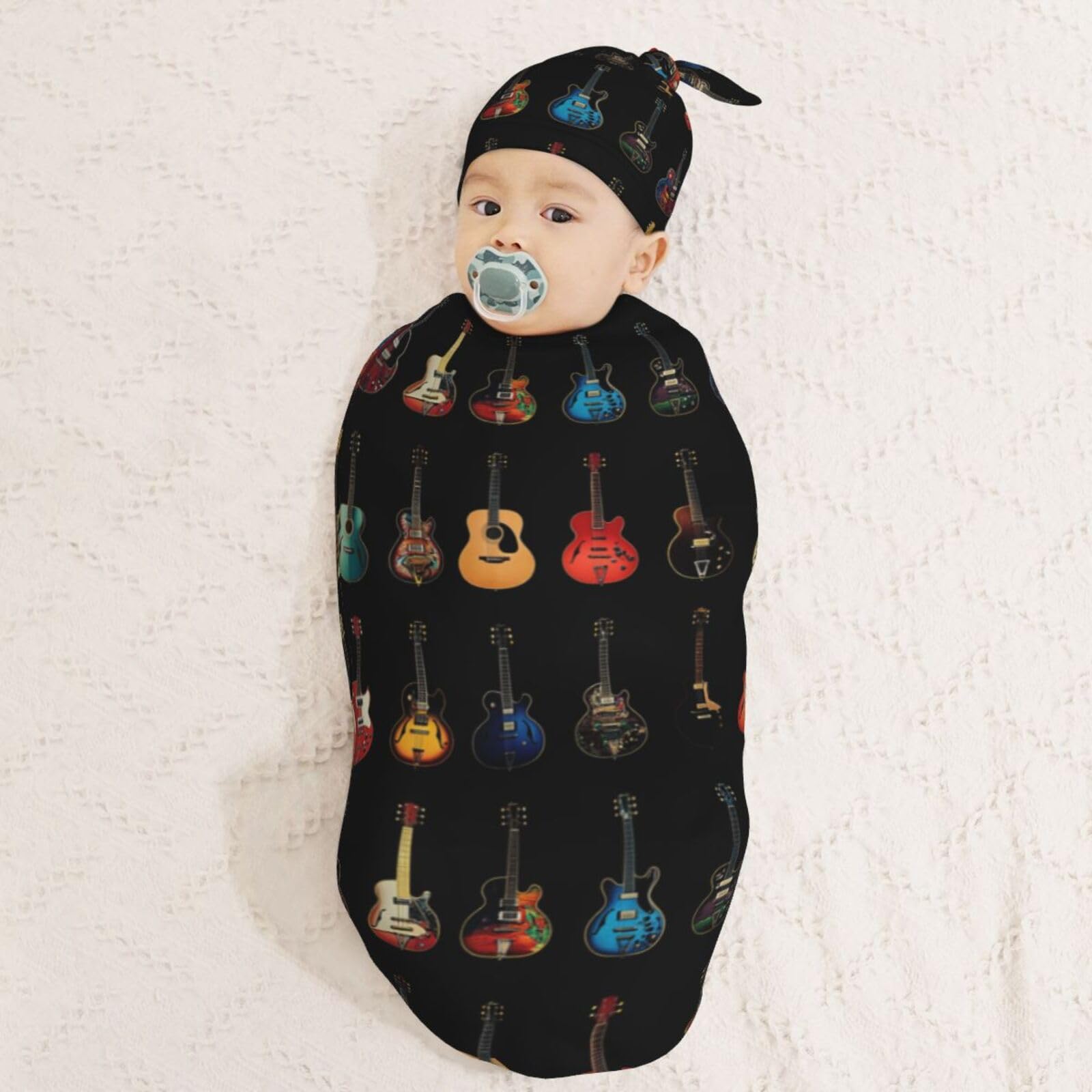 Muishi 0-6 month swaddle size 20.8x11.4 inches shown on baby