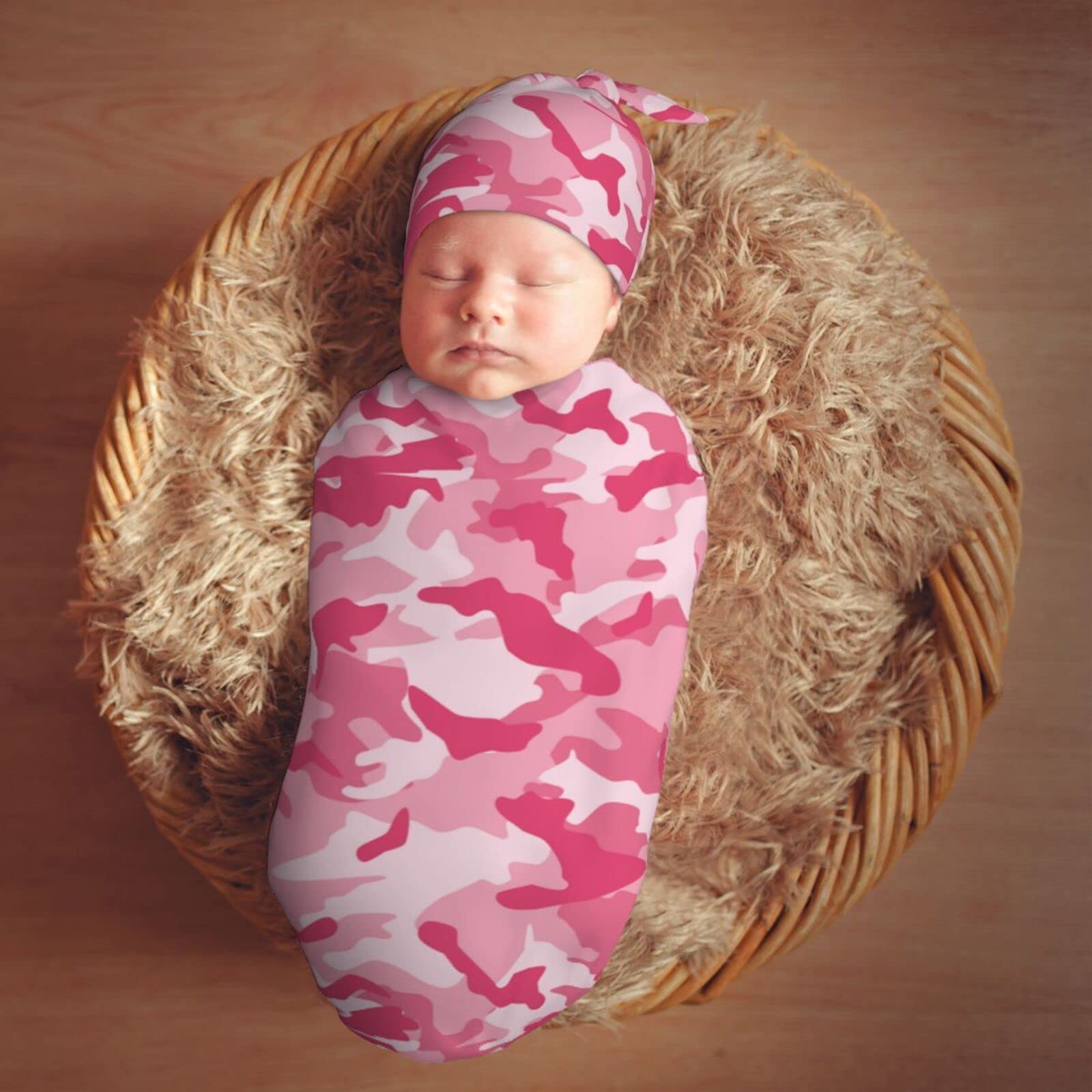 Muishi abstract camouflage pink camo folded swaddle shows compact size