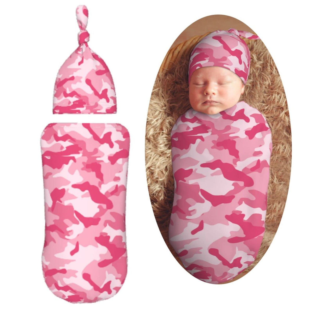 Muishi abstract camouflage pink camo swaddle blanket offers soft warmth for newborns