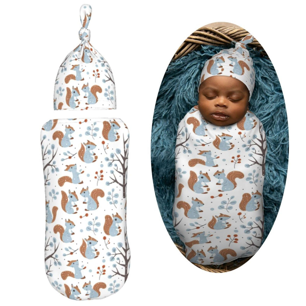 Muishi cute squirrels hat close up shows snug warm fit for 0-6 months