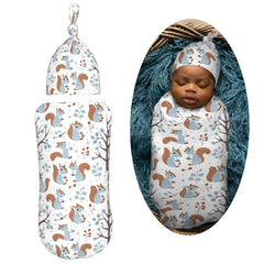 Muishi cute squirrels hat close up shows snug warm fit for 0-6 months