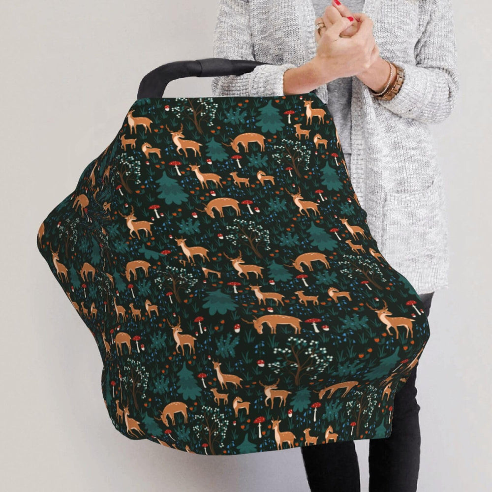 Machine-washable Muishi Deers Forest Mushroom fabric simplifies cleanup