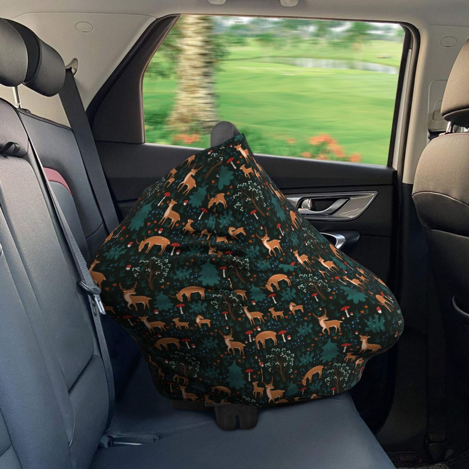 Soft stretch fabric of Muishi Deers Forest Mushroom feels gentle against baby's skin