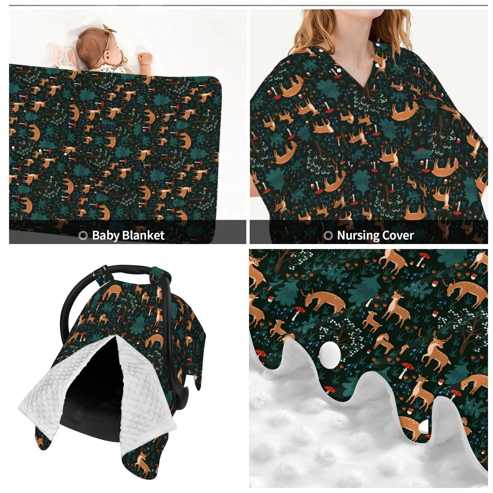 Muishi Deers Forest nursing cover in action offering soft plush comfort for mom and baby