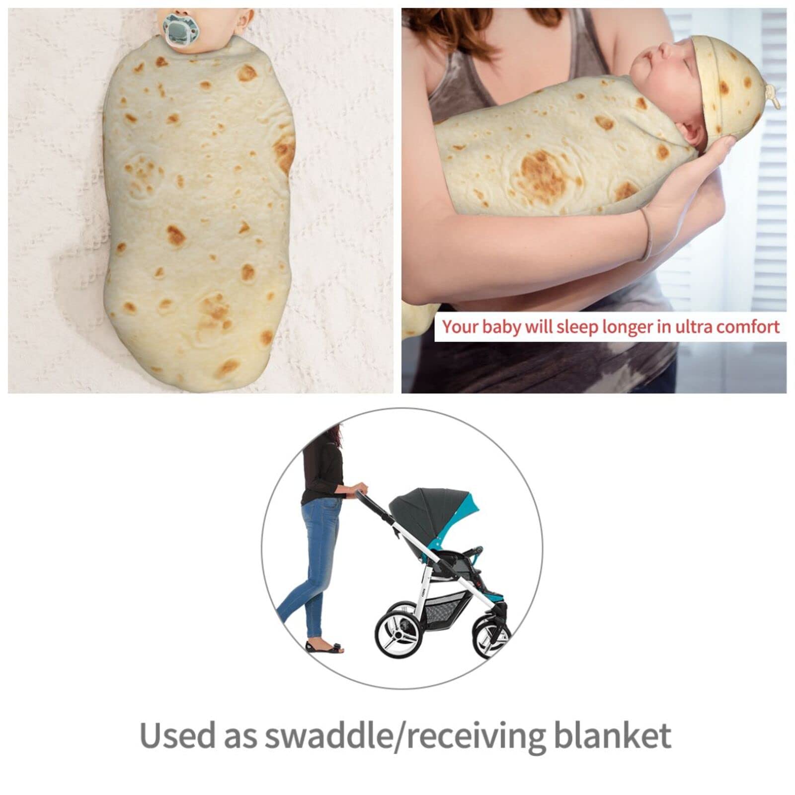Muishi elastic swaddle blanket with hat set for easy wear
