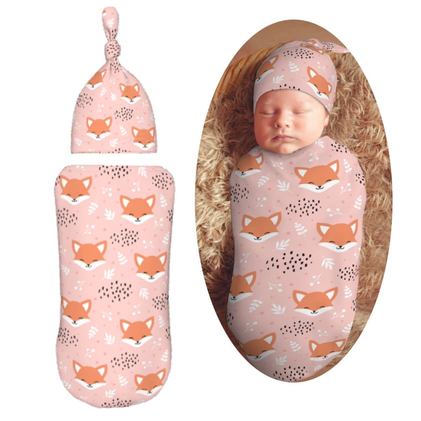 Muishi fox pink swaddle blanket close-up shows soft, skin-friendly fabric