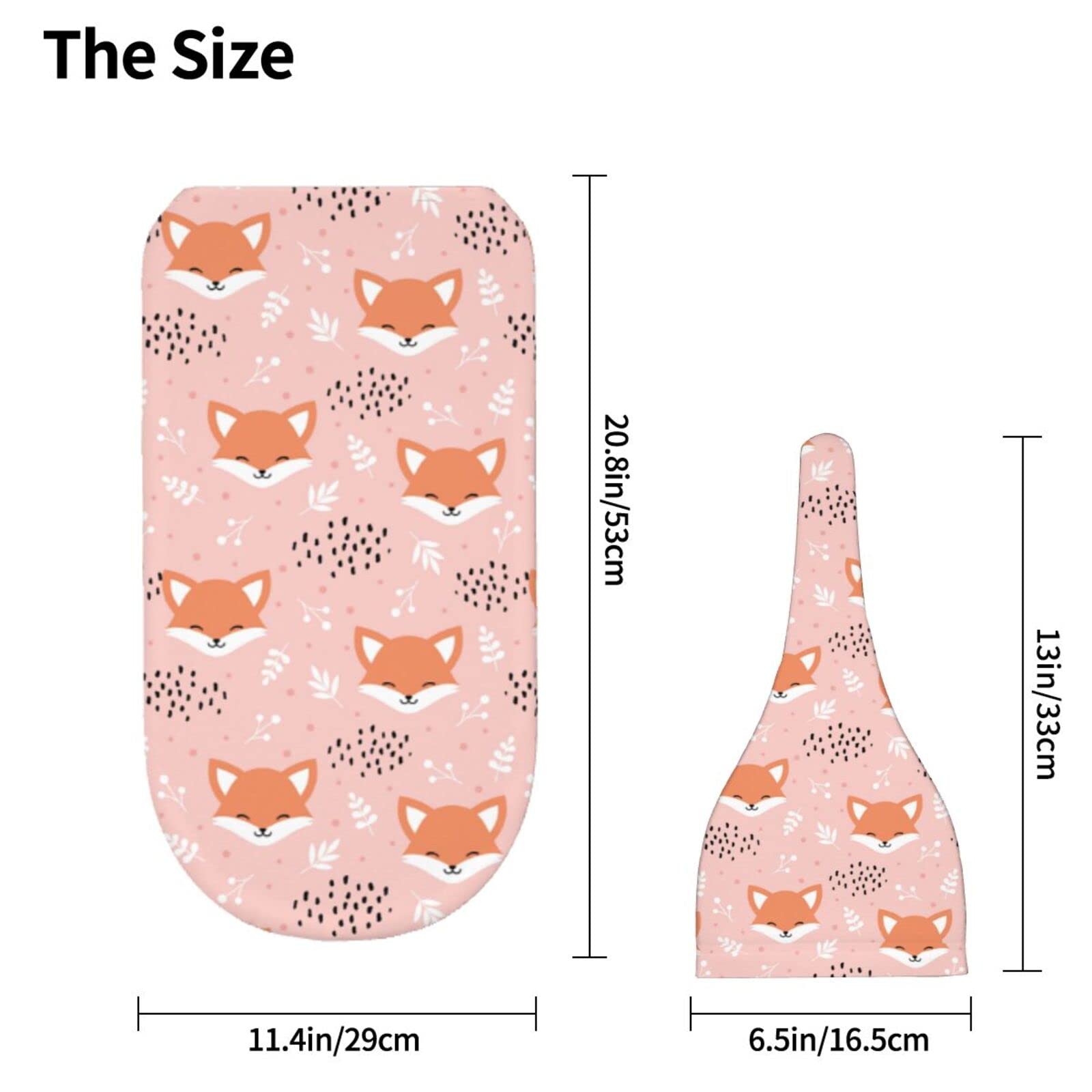 Muishi fox pink swaddle blanket flat view shows size and finished edges
