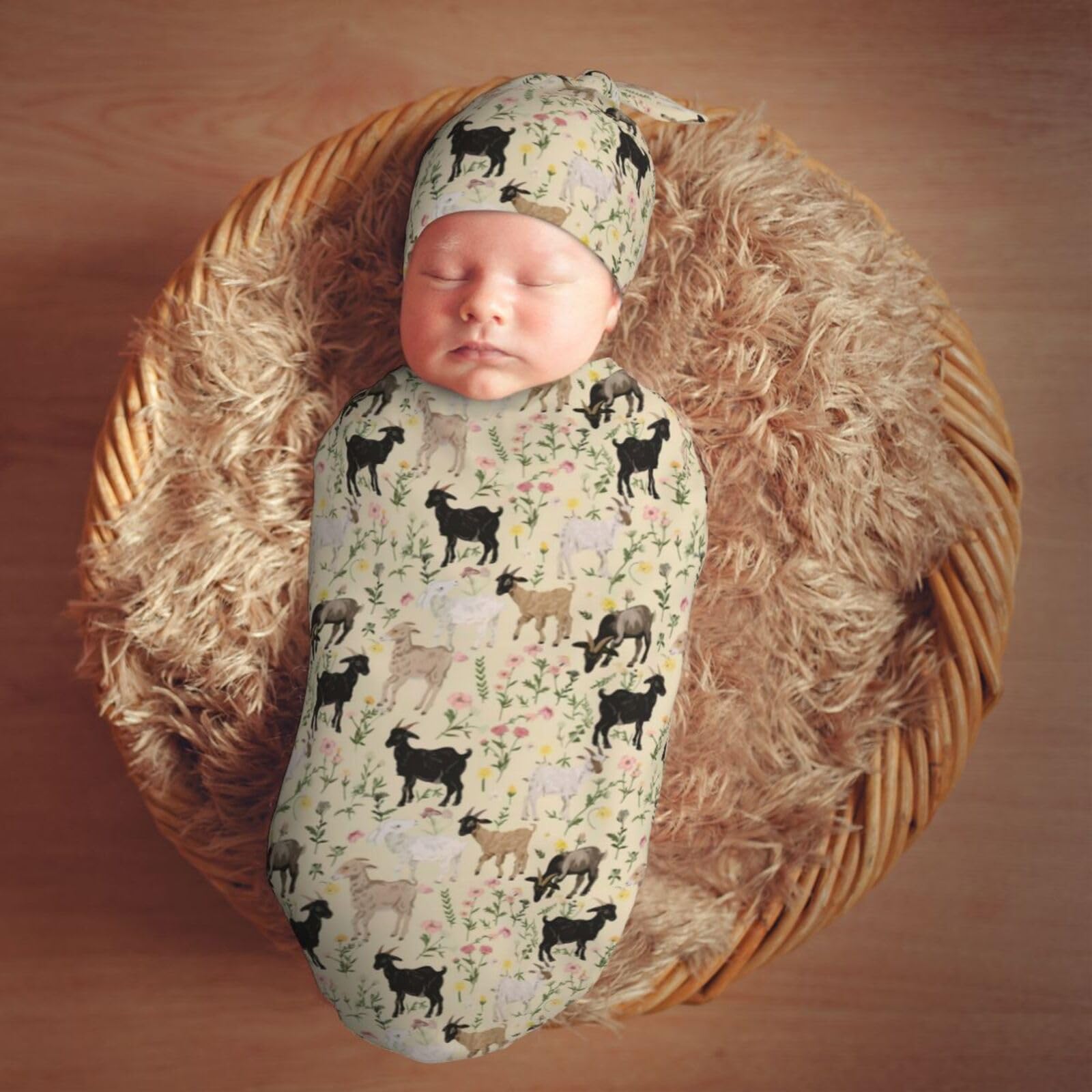 Muishi swaddle blanket unfolded on flat surface to show size and fit