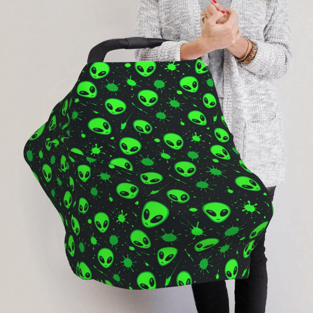 Muishi Green Alien Head car seat cover is machine washable for easy care.