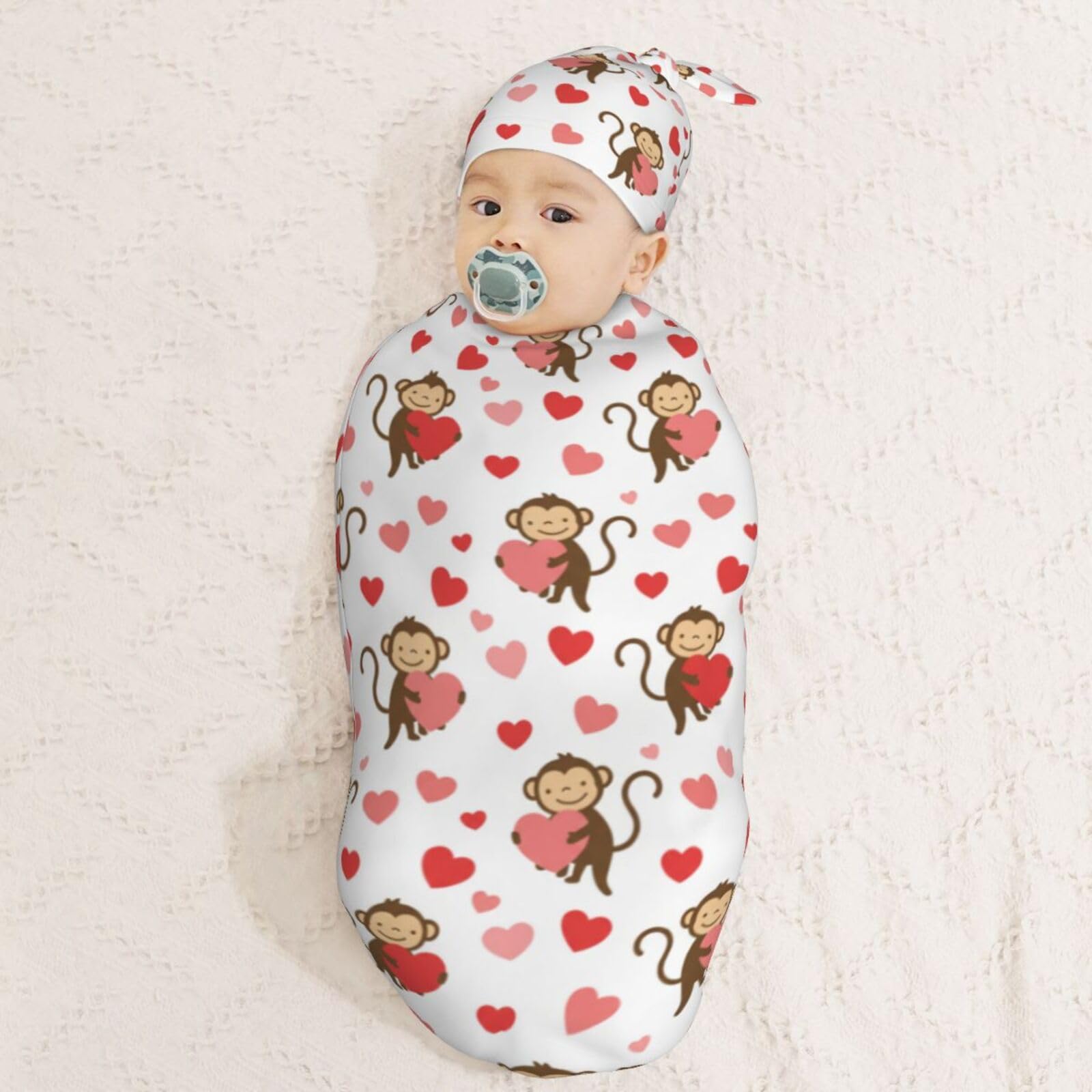 Muishi Monkey Love Heart two-piece set offers versatile swaddle and wear options.