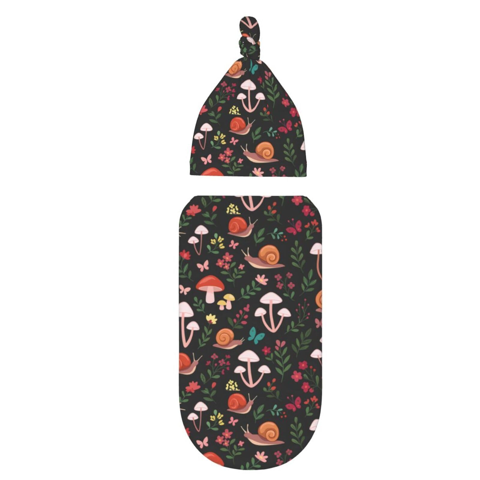 Muishi Mushrooms Swaddle with playful mushrooms pattern for photos