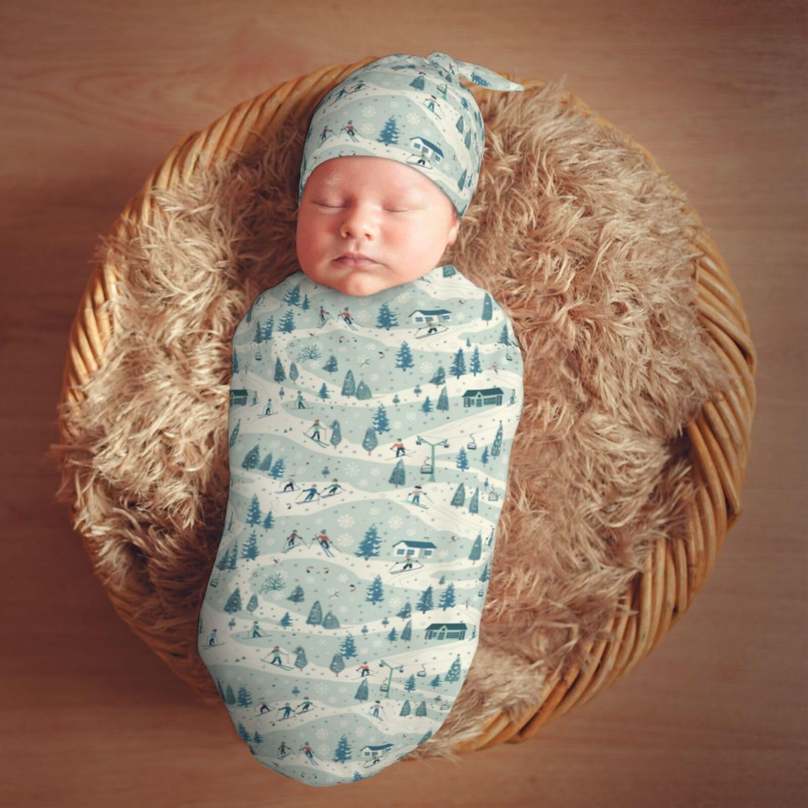 Muishi newborn sleep hooded hat combo in use shows soft comfort