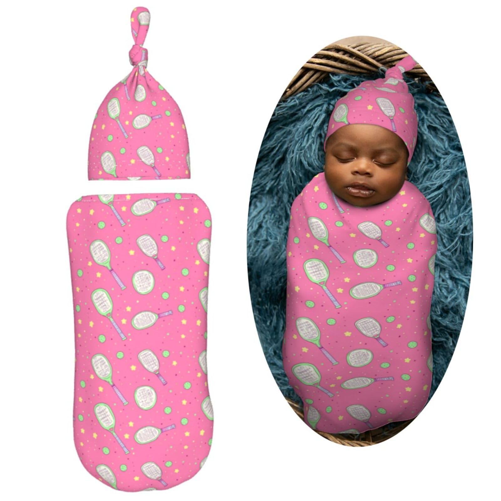 Muishi newborn swaddle with matching hat set adds warmth and style.