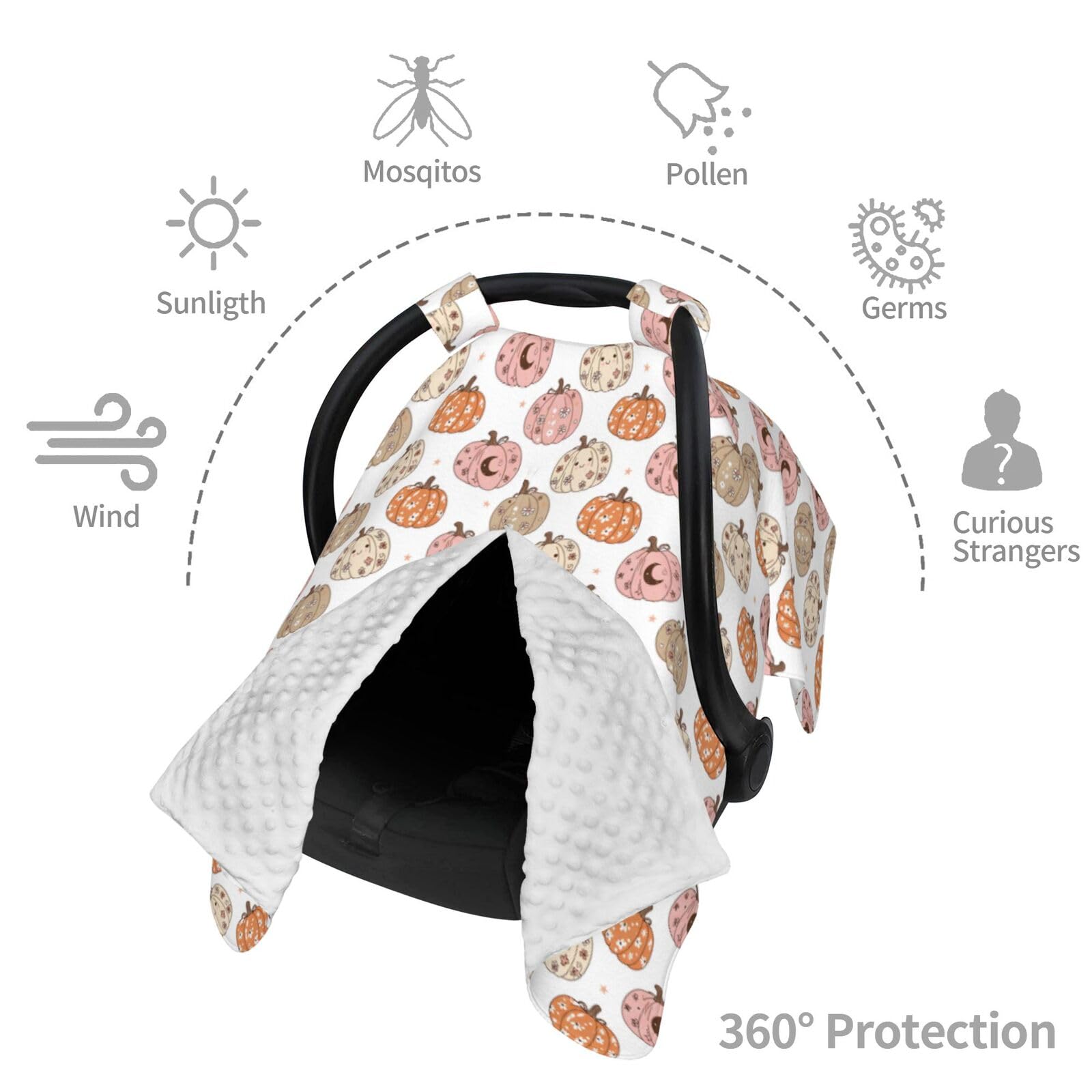 Muishi pumpkins-bats canopy is a versatile accessory for nursing or blanket