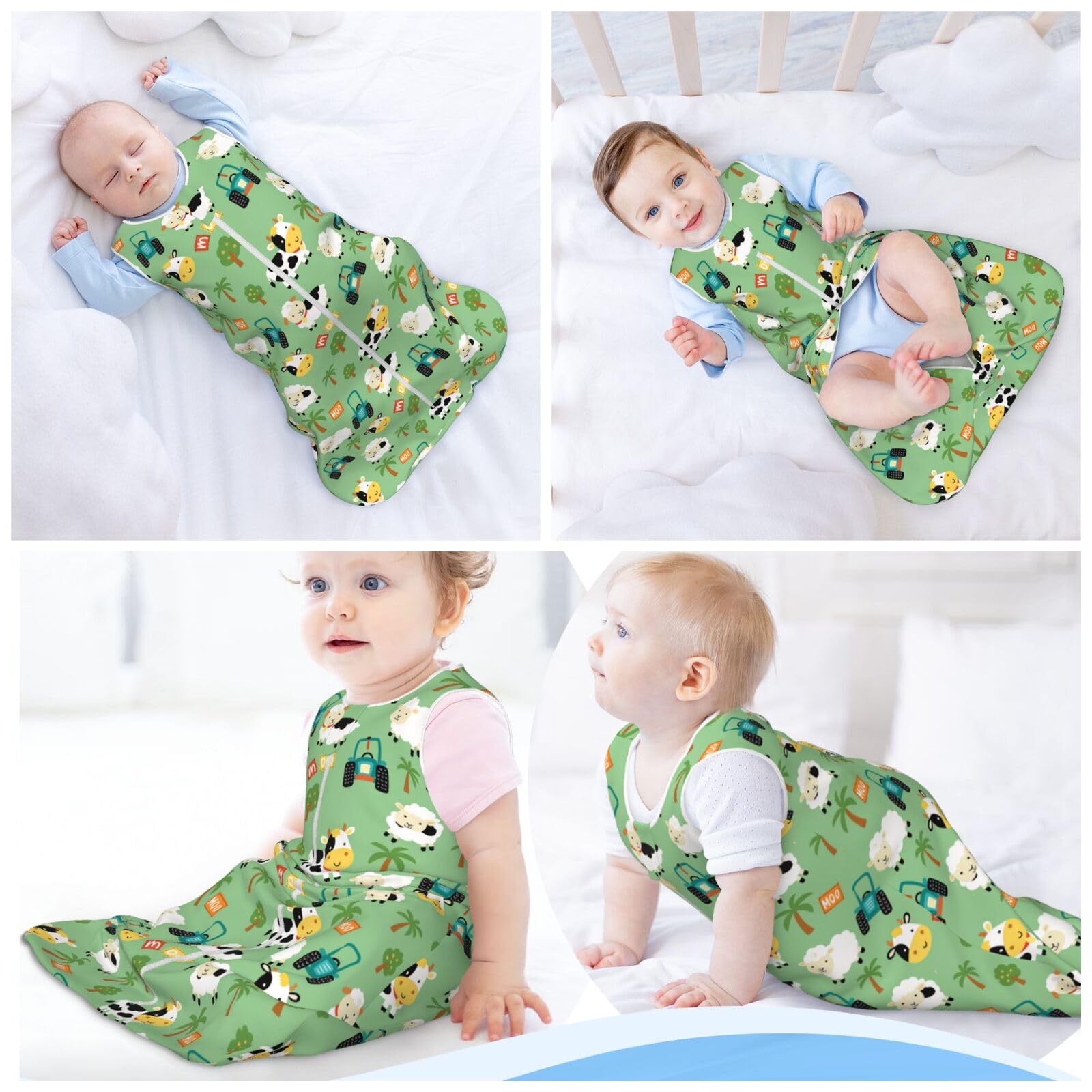 Muishi sleep sack double zipper enables easy diaper changes at night