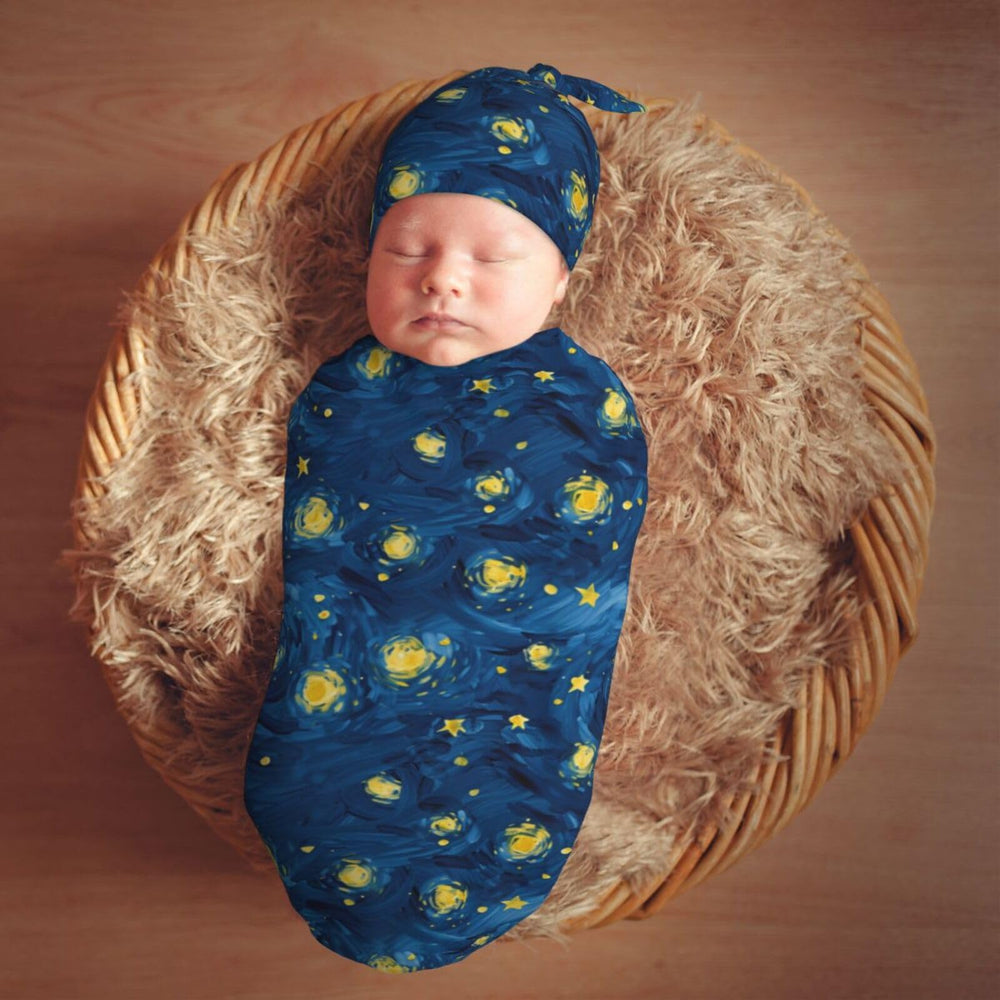 Muishi baby set used as blanket, hospital wear, or sleep sack.