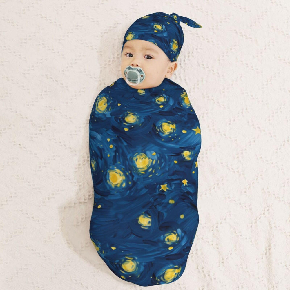 Muishi Star Night newborn hat close-up shows comfortable stretch.