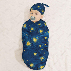 Muishi Star Night newborn hat close-up shows comfortable stretch.