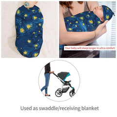 Muishi oval swaddle wrap demonstrates secure cocoon-like snugness.