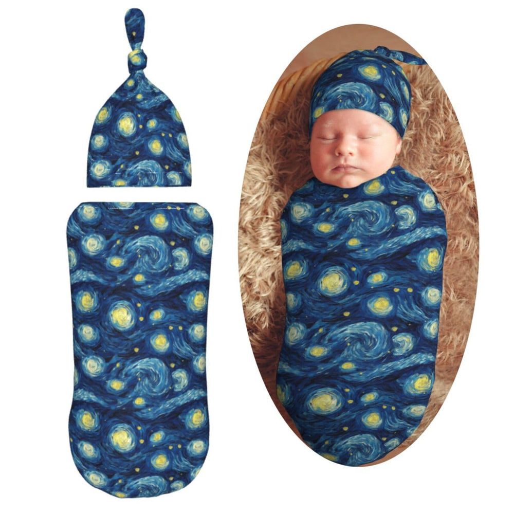 Muishi Starry Sky swaddle blanket in soft fabric for peaceful newborn sleep.