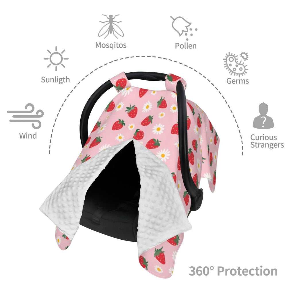 Muishi Strawberry Flowers car seat canopy provides 360-degree privacy protection for baby