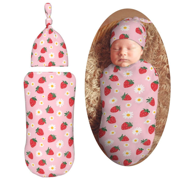 Muishi strawberry flowers swaddle blanket with soft fabric for gentle skin contact