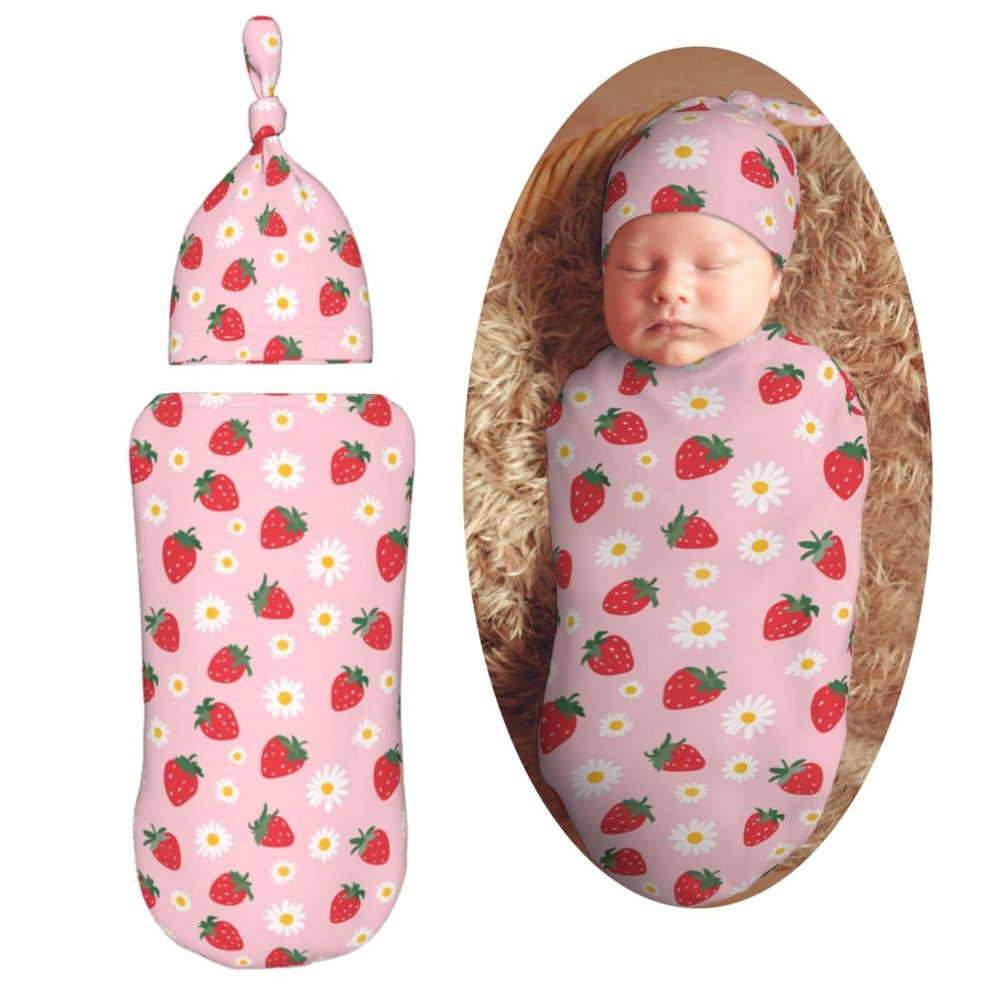 Muishi strawberry flowers swaddle blanket with soft fabric for gentle skin contact