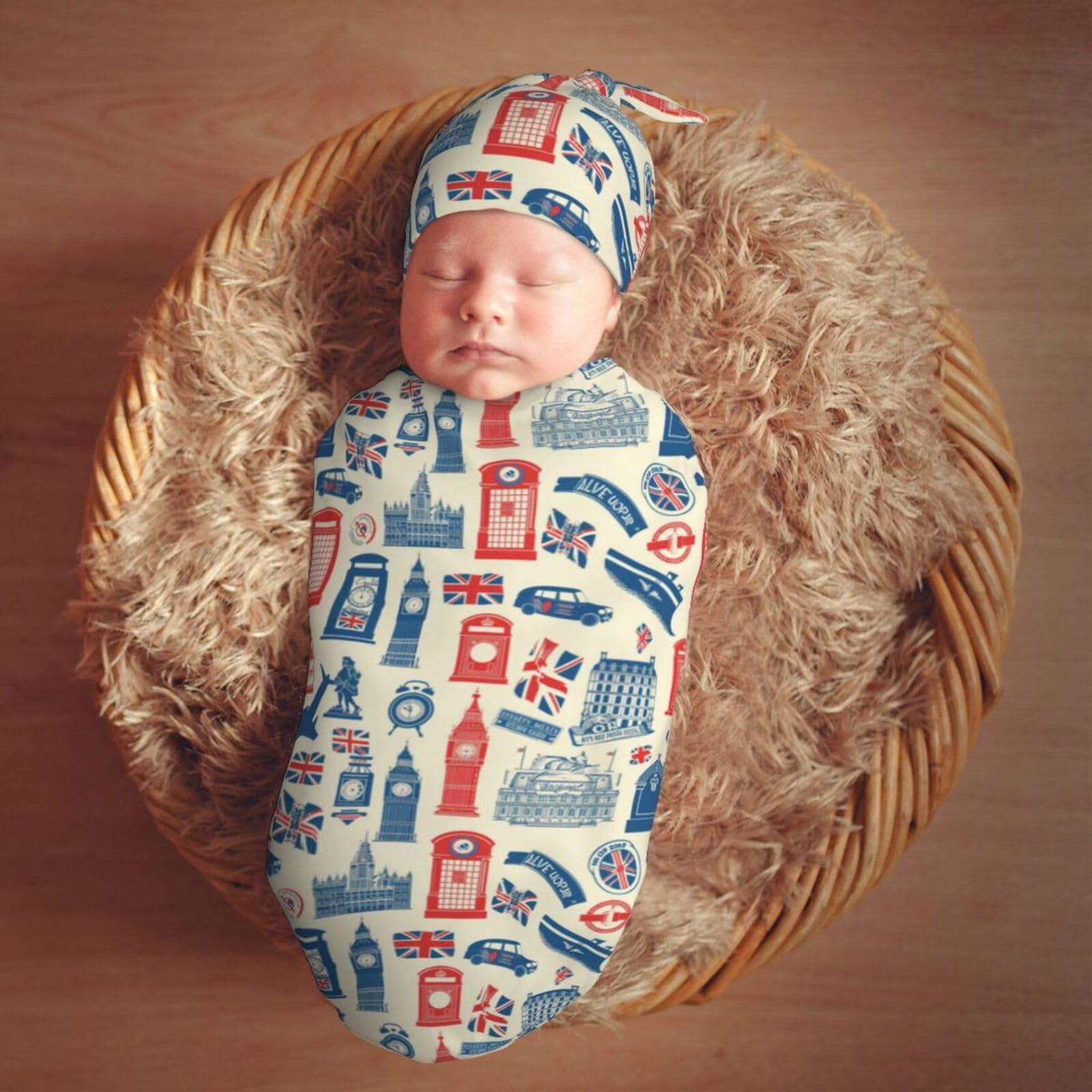 Muishi Vintage British Flag swaddle edge is smooth to protect delicate baby skin.