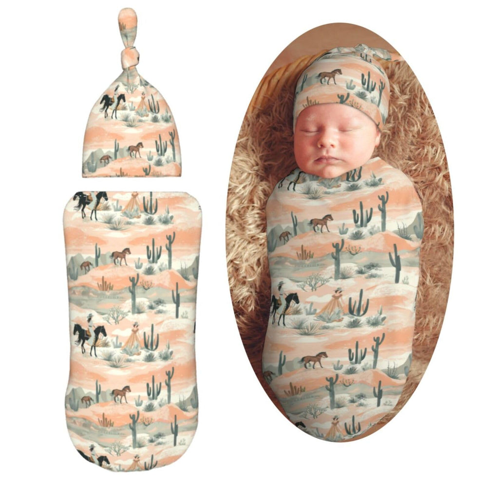 Muishi Western cowgirls desert swaddle blanket close-up texture for newborn comfort