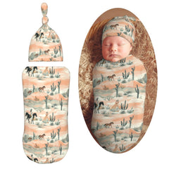 Muishi Western cowgirls desert swaddle blanket close-up texture for newborn comfort
