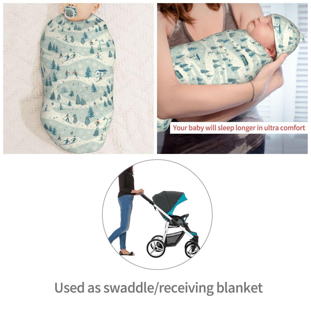 Muishi winter-skiers-swaddle blanket wrapped in swaddle showing cocoon-like security