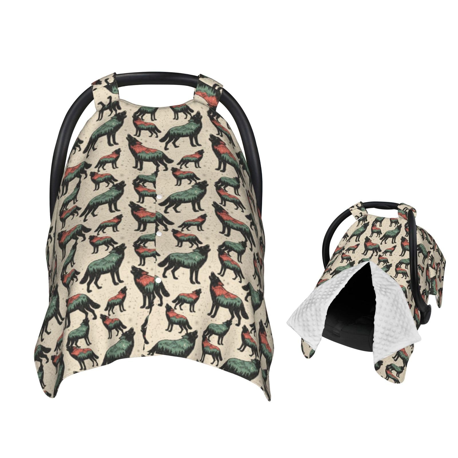 Muishi Wolf Mountain car seat canopy shields sun and wind for newborn comfort.