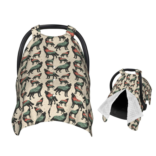 Muishi Wolf Mountain car seat canopy shields sun and wind for newborn comfort.