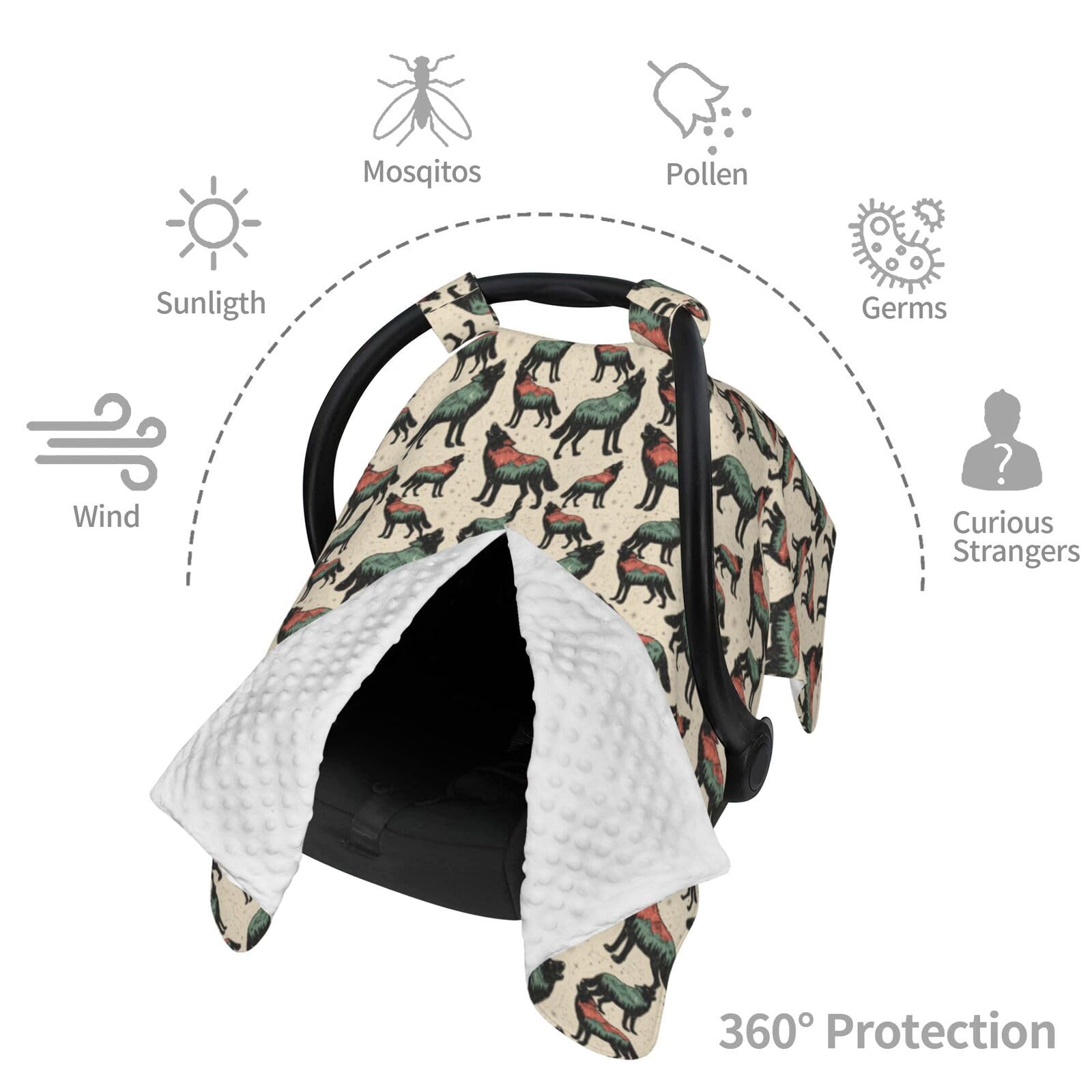 Muishi Wolf Mountain multipurpose blanket doubles as cozy stroller cover.