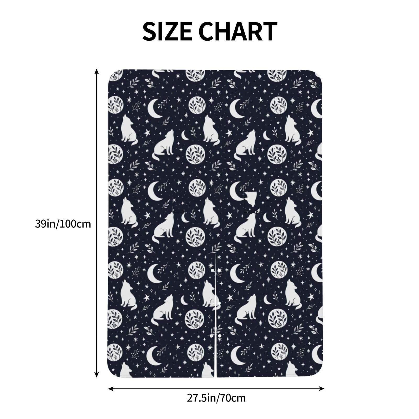 Muishi Wolf Star Moon front with four snap opening allows baby contact and airflow