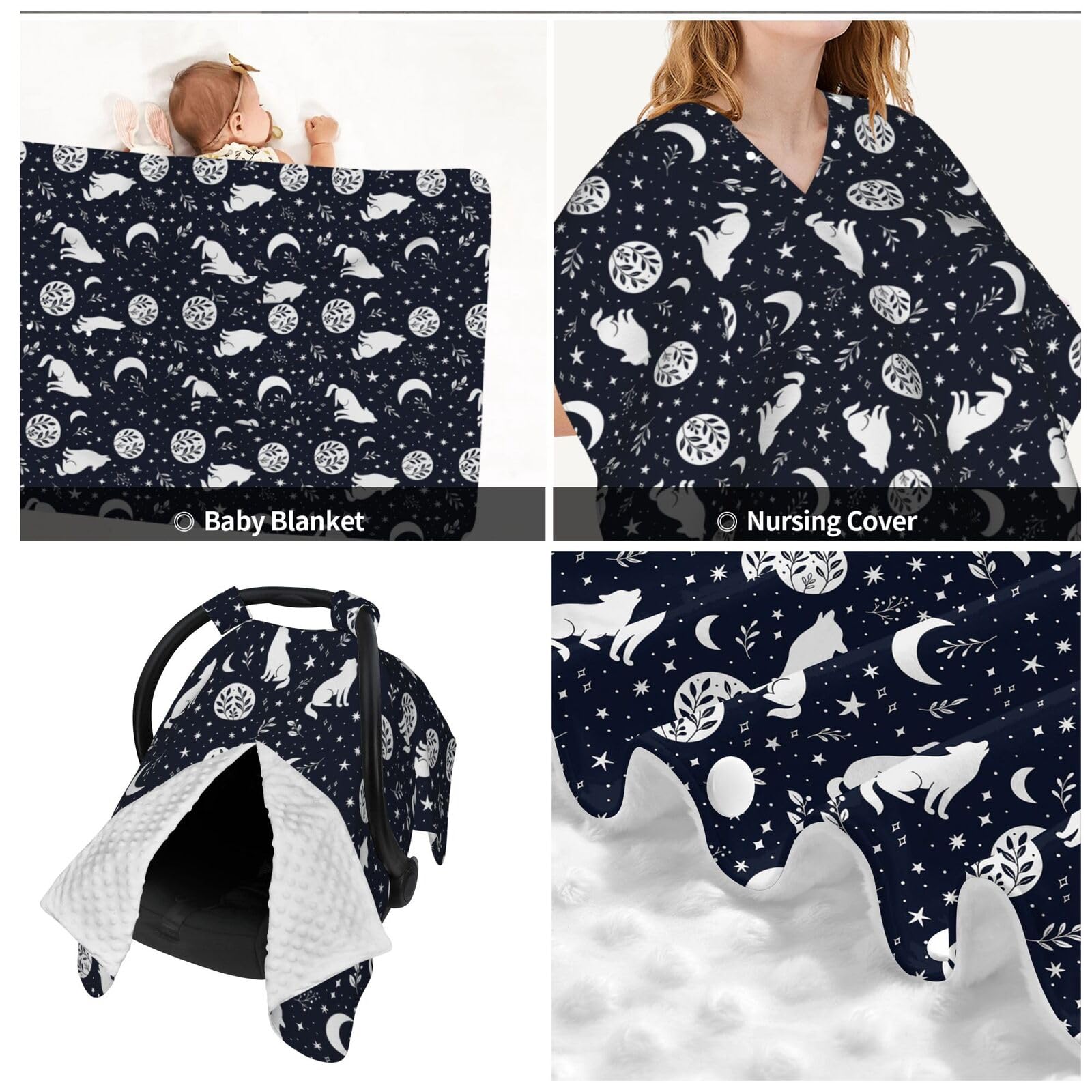 Muishi Wolf Star Moon nursing cover for discreet breastfeeding