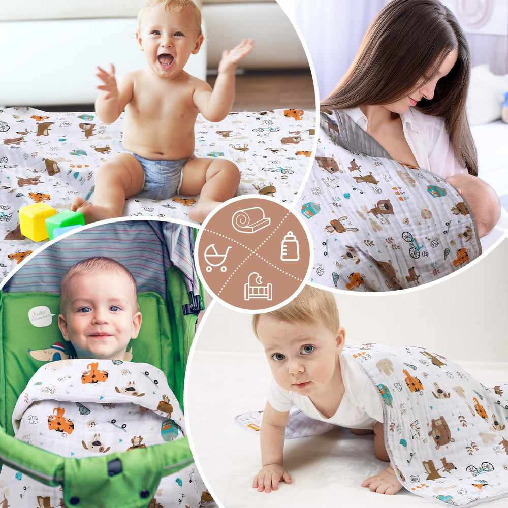 MUKIN multiuse blanket serving as nursing cover and stroller blanket.