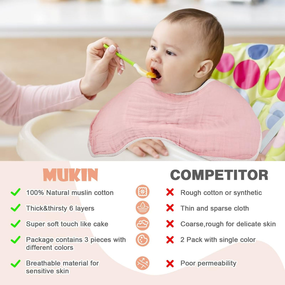 MUKIN baby burp cloths gender-neutral suitable for boys and girls.