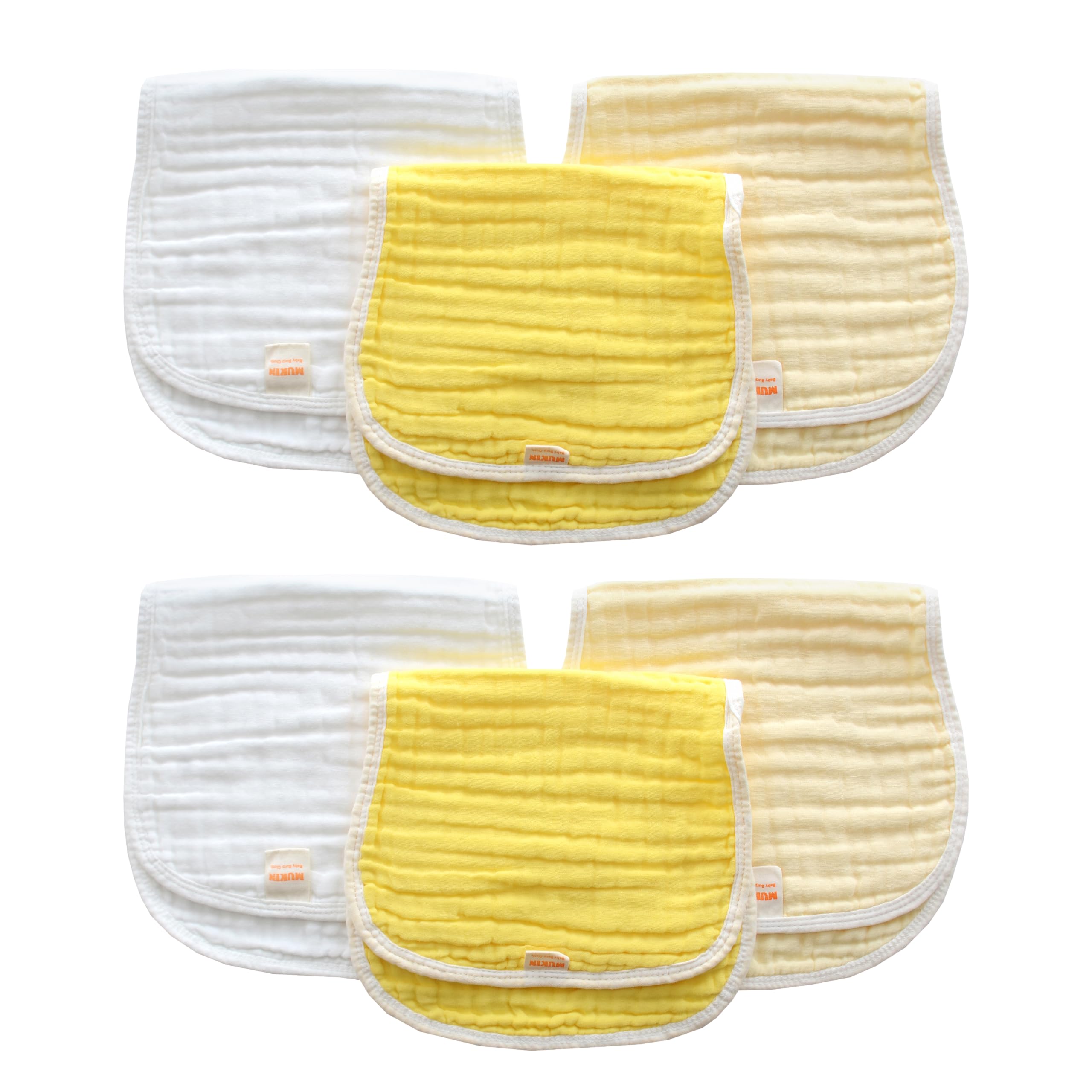 MUKIN six-pack burp cloths stay soft after washing and drying