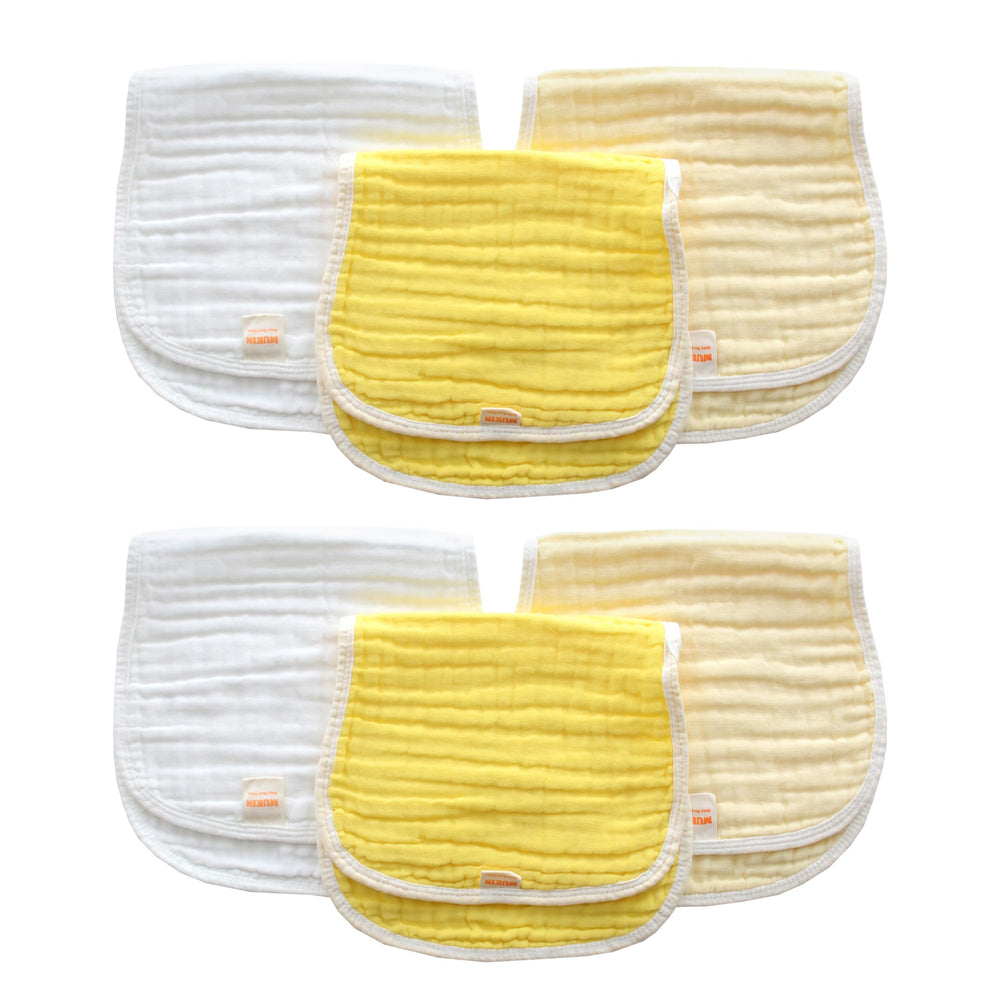 MUKIN six-pack burp cloths stay soft after washing and drying