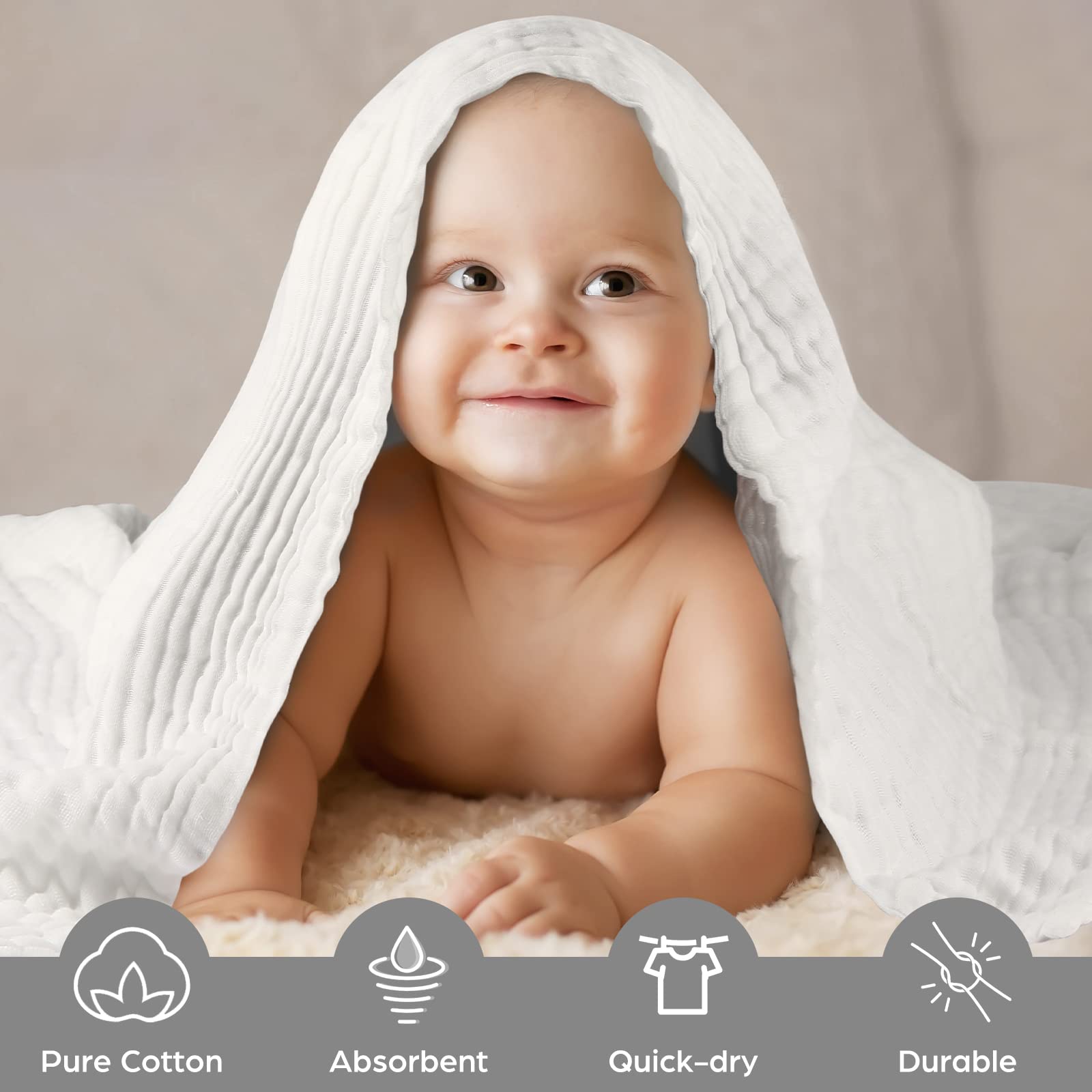 MUKIN towel size 41.5x41.5 inches for easy wrapping.