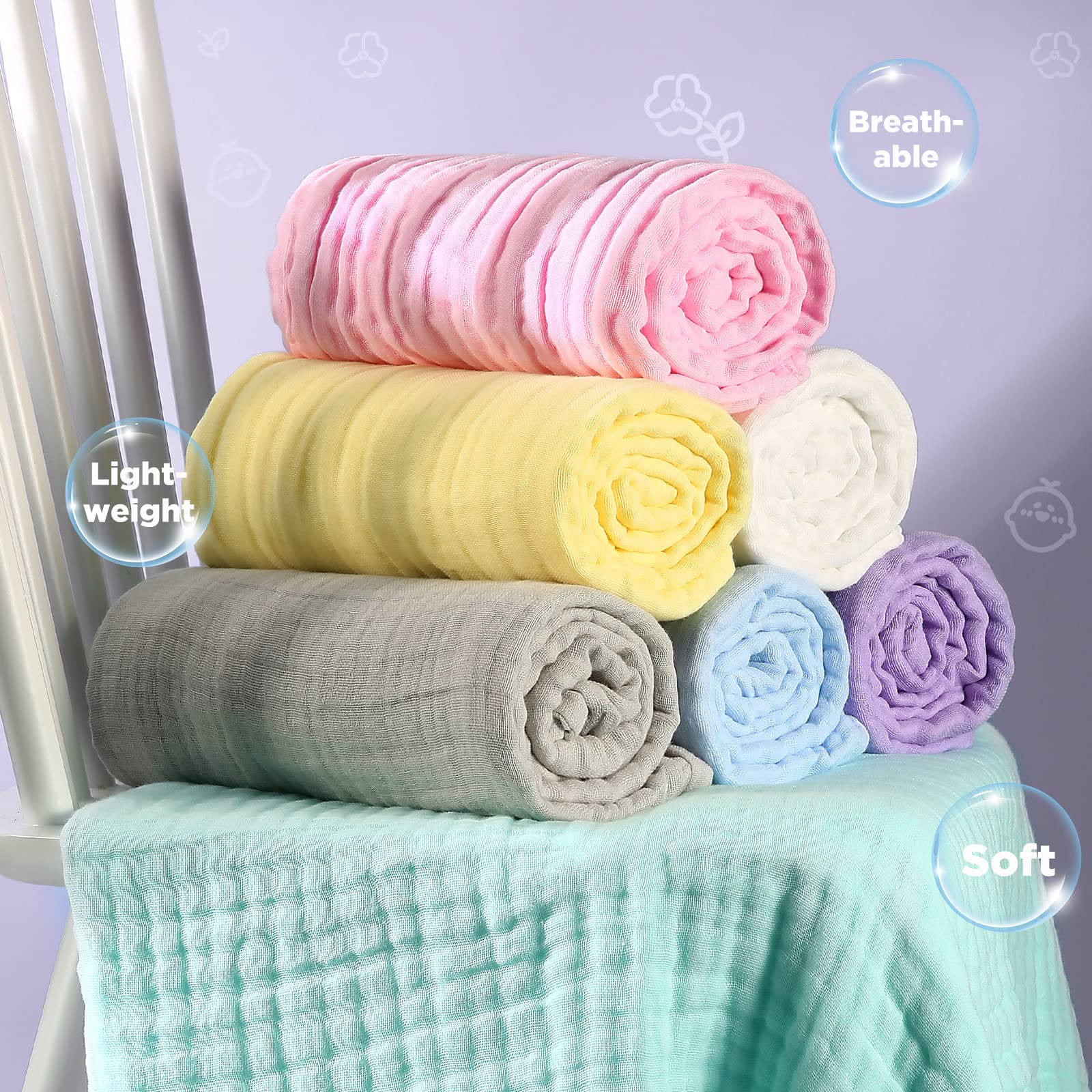 MUKIN super-soft cotton towel gentle on delicate baby skin.