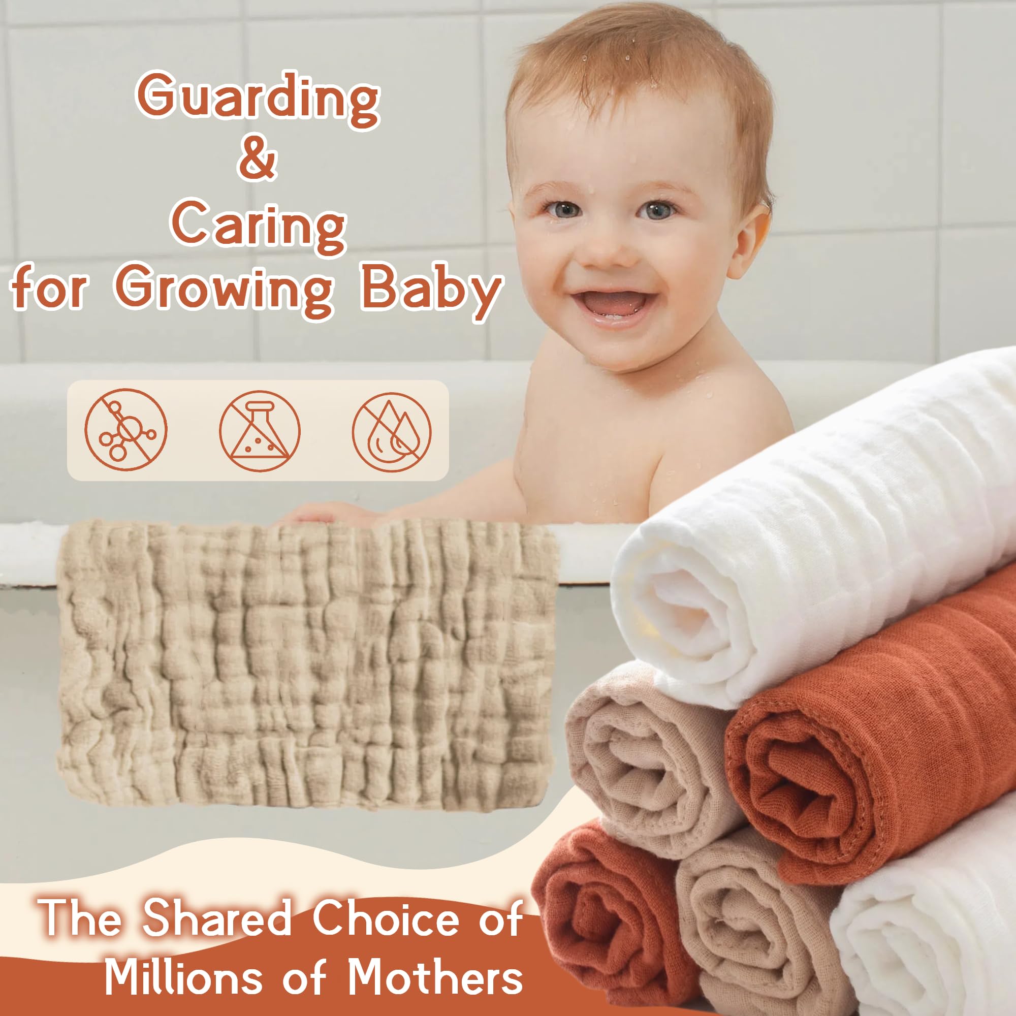 MUKIN baby towels double as gentle facial wipes during bath time.